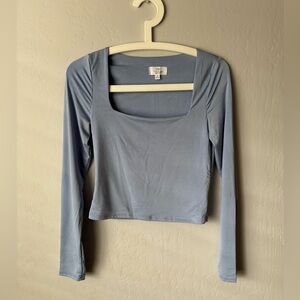 NWOT Baby Blue Squareneck Long Sleeve Top